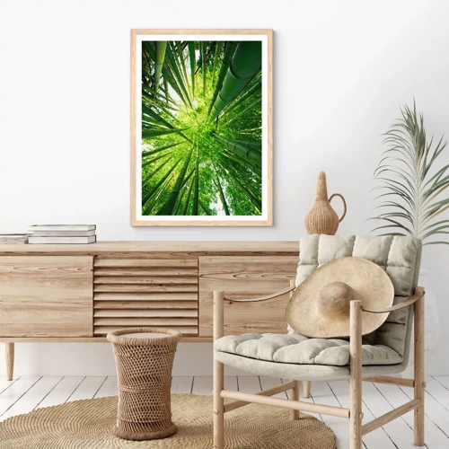 Plagát v ráme zo svetlého duba - V bambusovom háji - 70x100 cm