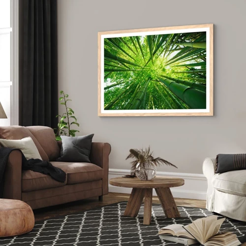 Plagát v ráme zo svetlého duba - V bambusovom háji - 70x50 cm