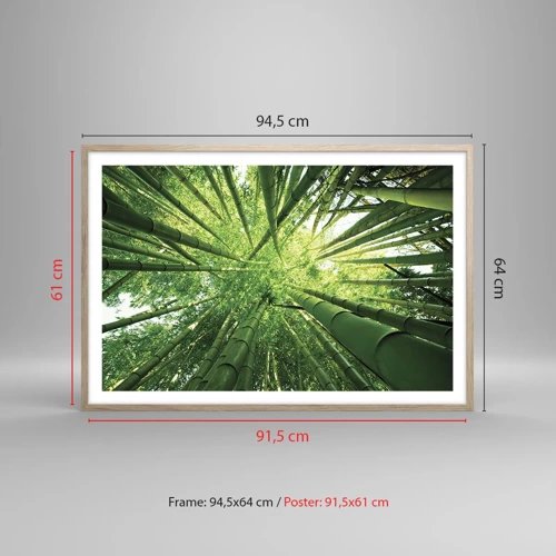Plagát v ráme zo svetlého duba - V bambusovom háji - 91x61 cm