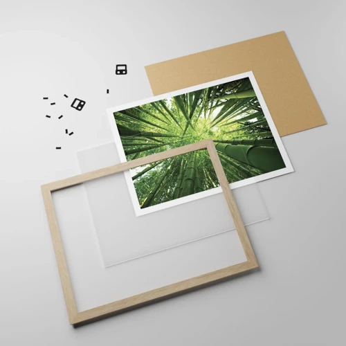 Plagát v ráme zo svetlého duba - V bambusovom háji - 91x61 cm