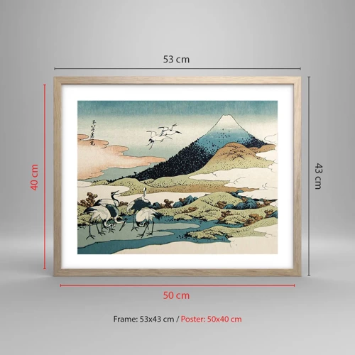 Plagát v ráme zo svetlého duba - V japonskom duchu - 50x40 cm