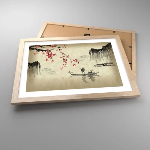 Plagát v ráme zo svetlého duba - V krajine kvitnúcich čerešní - 40x30 cm