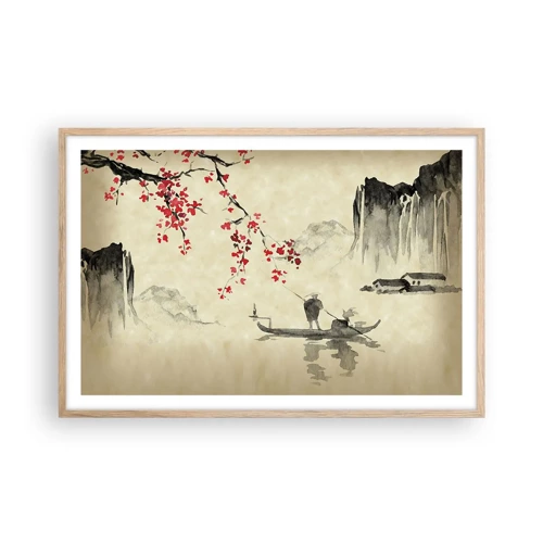Plagát v ráme zo svetlého duba - V krajine kvitnúcich čerešní - 91x61 cm