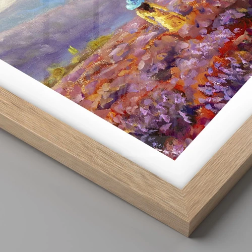 Plagát v ráme zo svetlého duba - V levanduľovom svete - 60x60 cm
