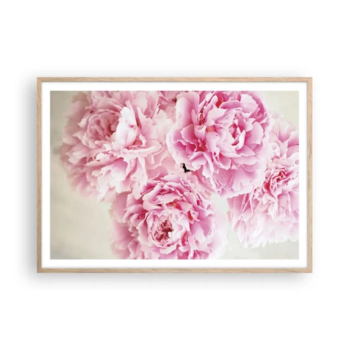 Plagát v ráme zo svetlého duba - V ružovom prepychu - 100x70 cm