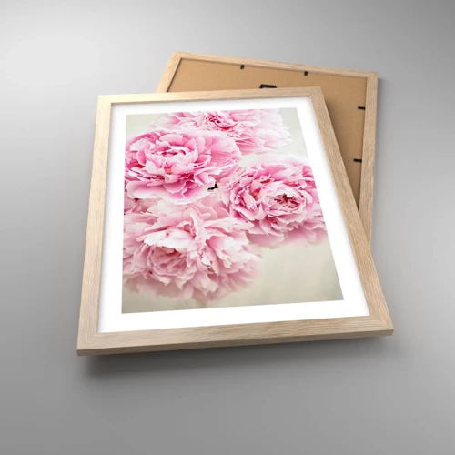 Plagát v ráme zo svetlého duba - V ružovom prepychu - 30x40 cm