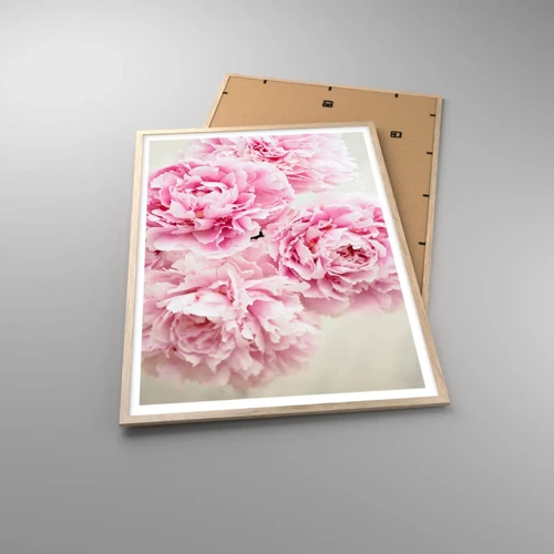 Plagát v ráme zo svetlého duba - V ružovom prepychu - 70x100 cm