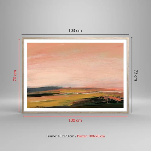 Plagát v ráme zo svetlého duba - V ružových tónoch - 100x70 cm