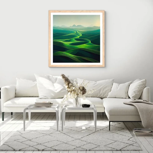 Plagát v ráme zo svetlého duba - V zelených údoliach - 60x60 cm