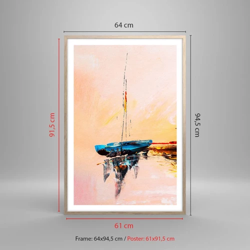 Plagát v ráme zo svetlého duba - Večer v prístave - 61x91 cm