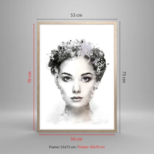 Plagát v ráme zo svetlého duba - Veľmi štýlový portrét - 50x70 cm