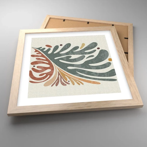 Plagát v ráme zo svetlého duba - Viacfarebný list - 30x30 cm