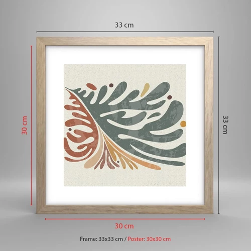 Plagát v ráme zo svetlého duba - Viacfarebný list - 30x30 cm