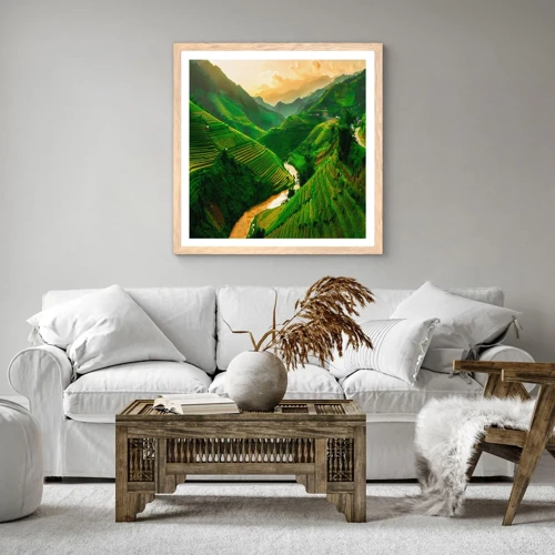Plagát v ráme zo svetlého duba - Vietnamské údolie - 30x30 cm