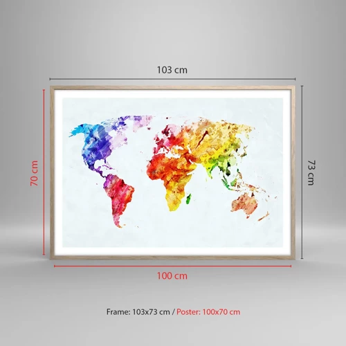 Plagát v ráme zo svetlého duba - Všetky farby sveta - 100x70 cm