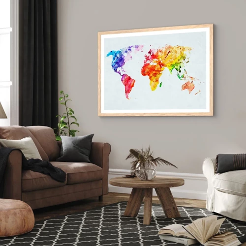 Plagát v ráme zo svetlého duba - Všetky farby sveta - 91x61 cm