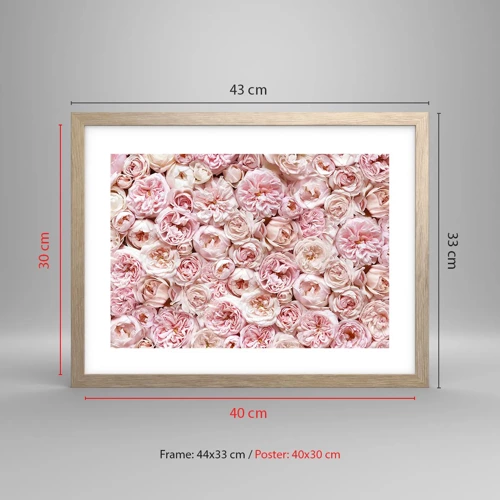 Plagát v ráme zo svetlého duba - Vydláždená ružami - 40x30 cm