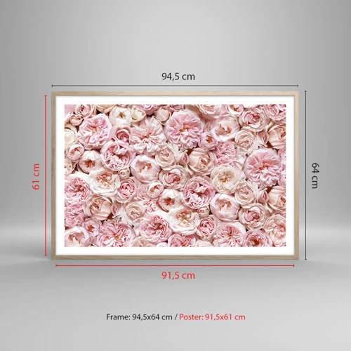 Plagát v ráme zo svetlého duba - Vydláždená ružami - 91x61 cm