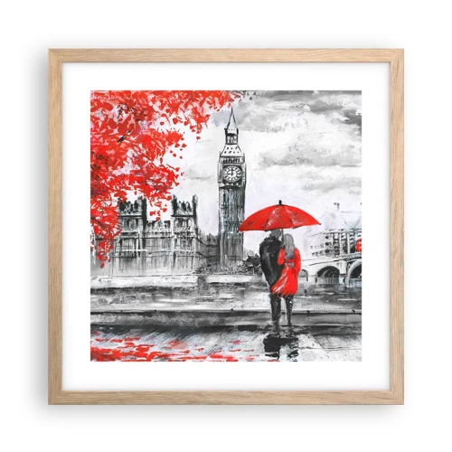 Plagát v ráme zo svetlého duba - Zamilovaní do Londýna - 40x40 cm