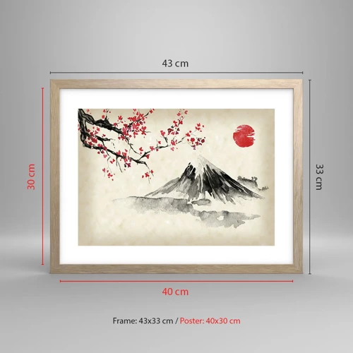 Plagát v ráme zo svetlého duba - Zamilujte sa do Japonska - 40x30 cm