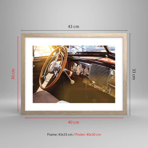 Plagát v ráme zo svetlého duba - Závan luxusu z minulosti - 40x30 cm