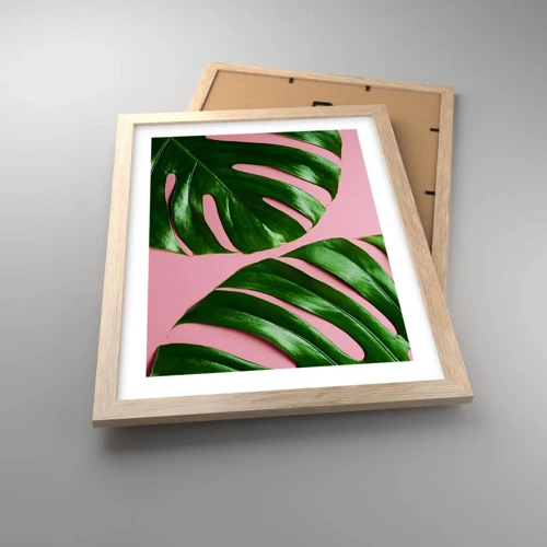 Plagát v ráme zo svetlého duba - Zelené rendez-vous - 30x40 cm