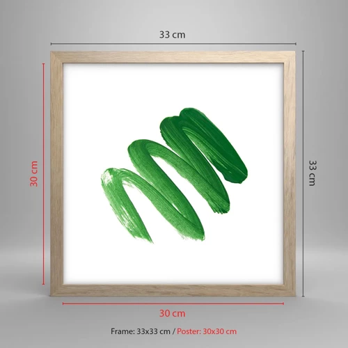 Plagát v ráme zo svetlého duba - Zelený žart - 30x30 cm