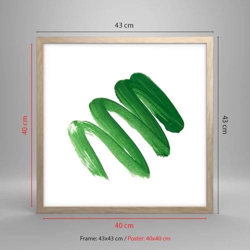 Plagát v ráme zo svetlého duba - Zelený žart - 40x40 cm