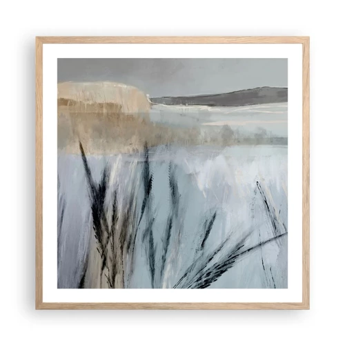 Plagát v ráme zo svetlého duba - Zimné polia - 60x60 cm