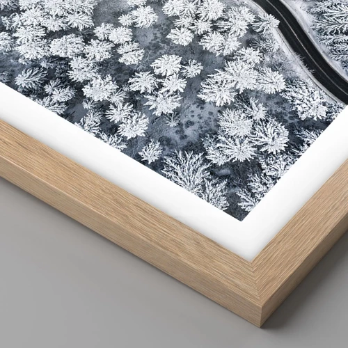 Plagát v ráme zo svetlého duba - Zimným lesom - 30x40 cm