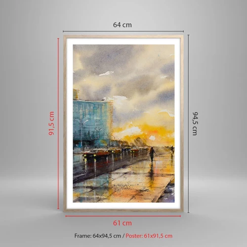 Plagát v ráme zo svetlého duba - Život na pobreží - 61x91 cm