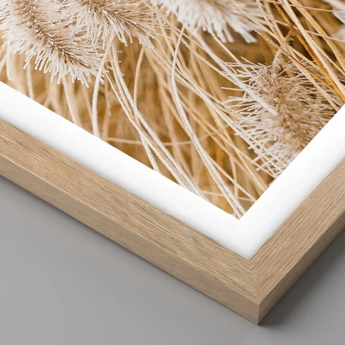 Plagát v ráme zo svetlého duba - Zlaté šušťanie tráv - 100x70 cm