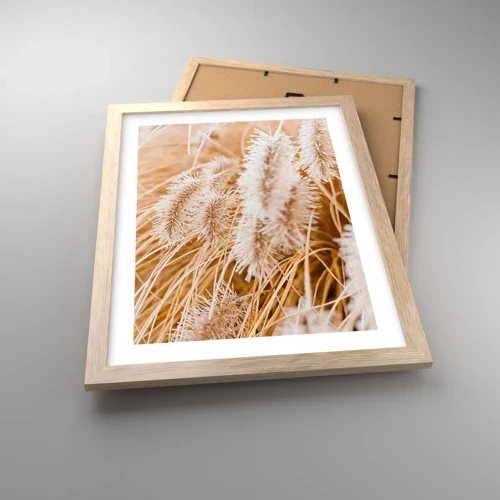 Plagát v ráme zo svetlého duba - Zlaté šušťanie tráv - 30x40 cm