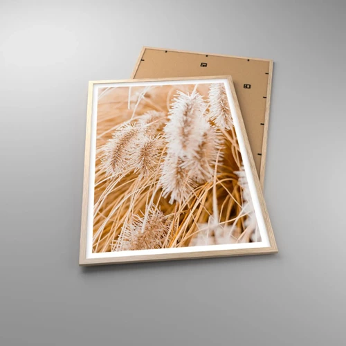 Plagát v ráme zo svetlého duba - Zlaté šušťanie tráv - 61x91 cm