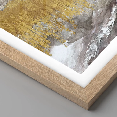 Plagát v ráme zo svetlého duba - Zlatistý závan - 40x30 cm