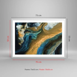 Plagát v bielom ráme - Modrá – žltá – vzájomné vplyvy - 70x50 cm