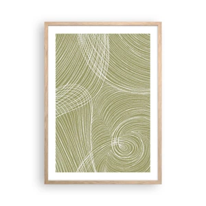 Plagát v ráme zo svetlého duba - Majstrovská abstrakcia v bielej - 50x70 cm
