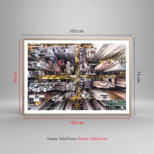 Plagát v ráme zo svetlého duba - Pozdrav z Hongkongu - 100x70 cm